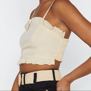 Cream Ruffle Crop Top
